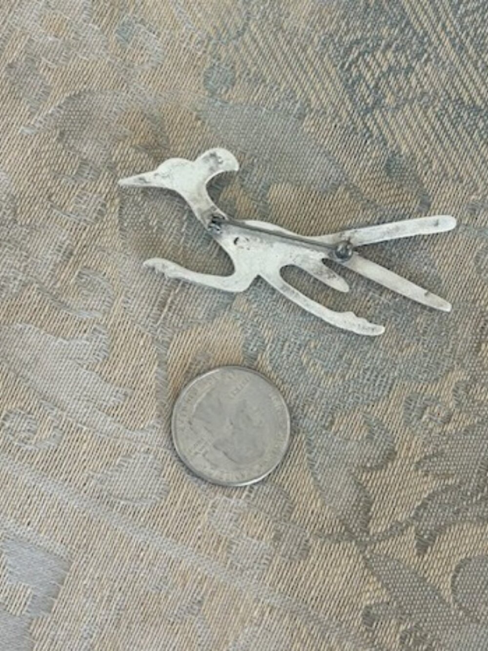 Sterling Silver ROAD RUNNER Native American Turquoise Brooch - Picture 9 of 11